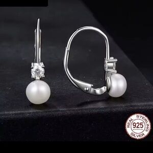 6mm Freshwater Pearl Moissanite Certified Stud Earrings 925 Sterling Silver